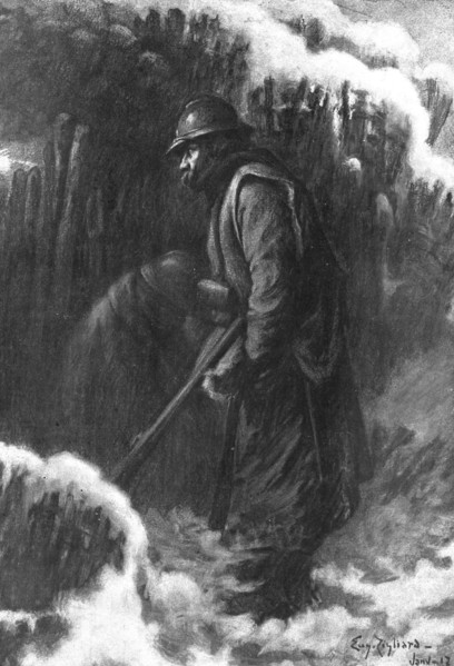 The Fourth Division; The Lookouts in a small observation post, 1917. Creator: Unknown.