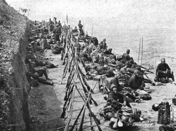 Conquest of German East Africa; Halt of a company during the march on Mahenge, 1917. Creator: Unknown.