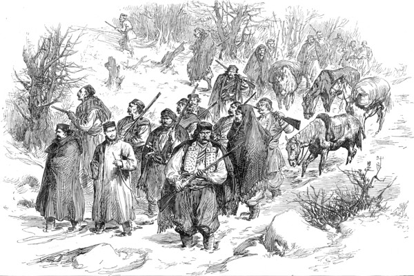 The War in the Herzegovina: the Correspondents of the "Rousski Mir" and the..., 1876. Creator: Unknown.