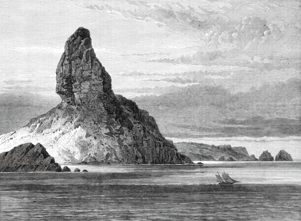 Sketches from H.M.S. Challenger, by Mr. J. J. Wild: Peak of Fernando Noronha, 1876. Creator: Unknown.
