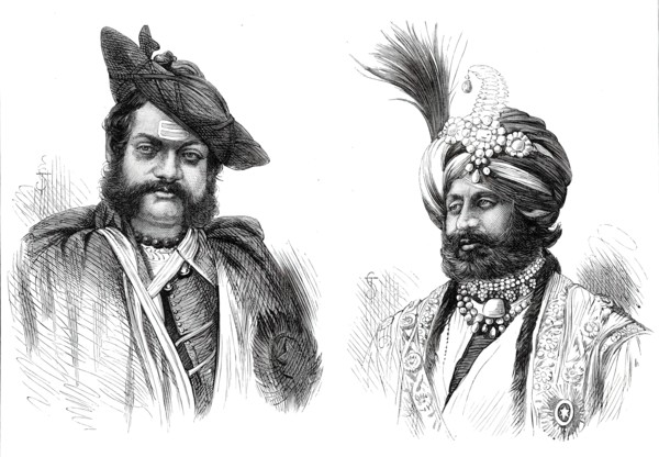 The Maharajah Scindia of Gwalior; The Maharajah of Cashmere, 1876. Creator: Unknown.