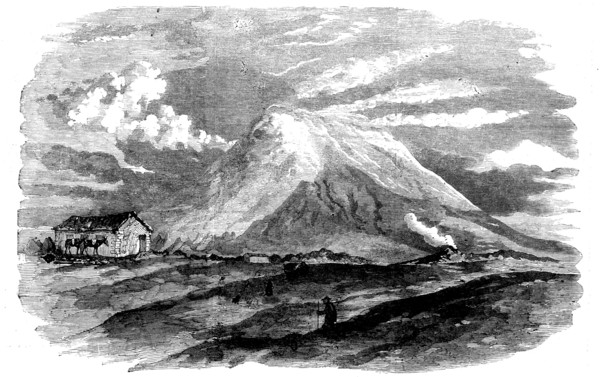 The Cone of Mount Etna and the "English House" (Destroyed by the Recent Earthquake), 1858. Creator: Unknown.