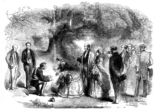 The Queen's Visit to Birmingham - Her Majesty Planting an Oak in the Grounds of Warwick Castle, 1858 Creator: Unknown.