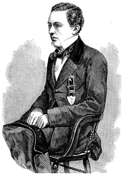Louis Paulsen, the Blindfold American Chessplayer - from a photograph by Hesler, of Chicago, 1858. Creator: Unknown.