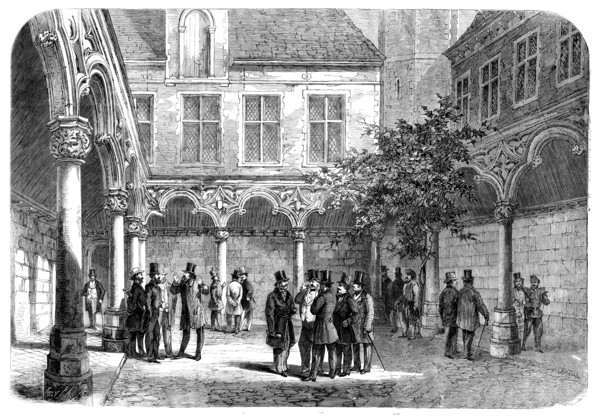 The Bourse at Antwerp, recently destroyed by fire, 1858. Creator: Smyth.