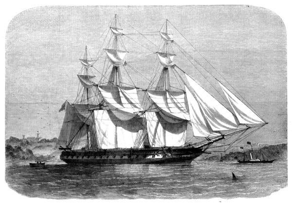 H.M.S. "Euryalus", the Vessel in which Prince Alfred takes his First Voyage to Sea, 1858. Creator: Smyth.