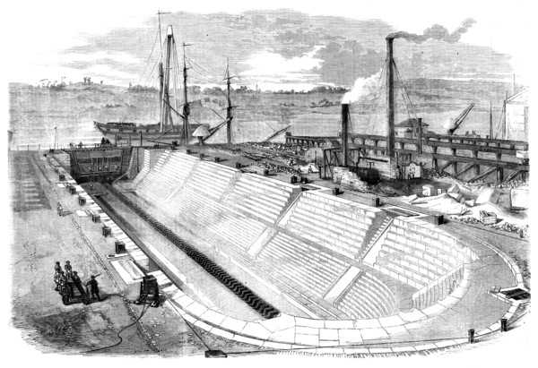 Dock No. 2 at Chatham Yard, recently opened, 1858. Creator: Smyth.
