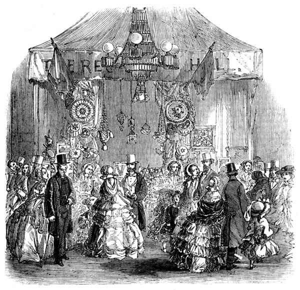 Fancy Bazaar recently held in the Townhall, Hadleigh, Suffolk, in aid of the Restoration..., 1858. Creator: Unknown.