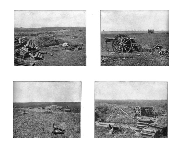 'A travers le champ de bataille; anciens emplacements de batteries allemandes et pieces..., 1918. Creator: Unknown.