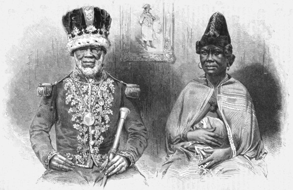 'King Denis of the Gaboon, and his principal wife; The Gaboon.', 1875. Creator: Unknown.