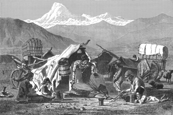 'Gipsy encampment in the Caucasus; The Caucasus', 1875. Creator: Unknown.
