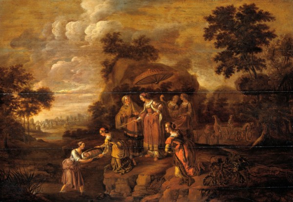 Pharaoh's Daughter Discovers Moses in the Rush Basket, c.1615-c.1630. Creator: Guilliam Dujardin.