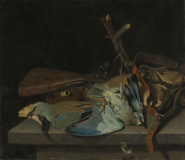 Still life with hunting implements and birds, 1670. Creator: Hendrick ten Oever.