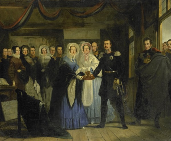 The Princess of Orange Receiving Alexander II (1818-1881), Grand Duke and Heir to the Throne of Russ Creator: Christiaan Julius Lodewijk Portman.
