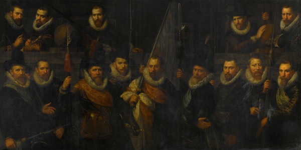 Officers and Other Civic Guardsmen of the IIIrd District of Amsterdam, under the Command of Captain  Creators: Paulus Moreelse, Captain Jacob Gerritsz Hoyngh.