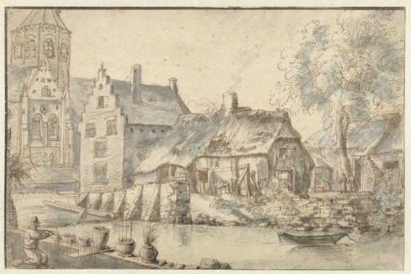 Cityscape with a large church, 1600-1699. Creator: Anon.
