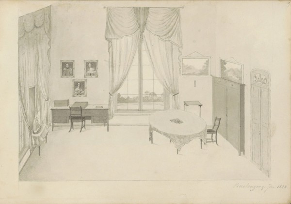 Interior of the palace in Buitenzorg in West-Java, 1842. Creator: Anon.