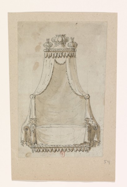 Design for a bed, c.1770-c.1780. Creator: Anon.