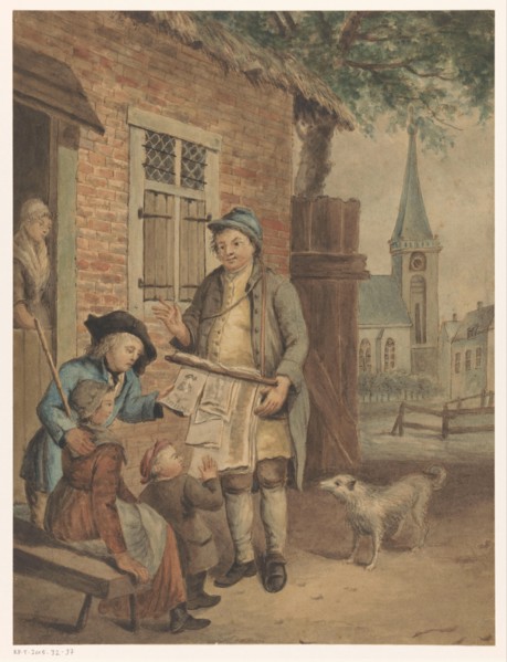 Travelling print-seller in a village, 1800-1899.  Creator: Anon.