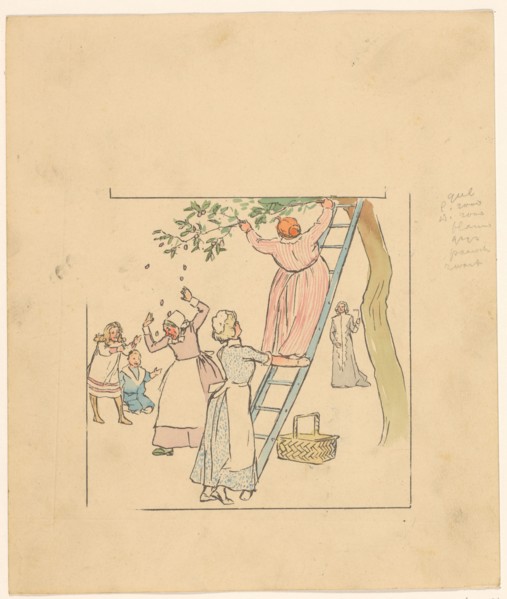 People picking plums, c.1880-c.1910.  Creator: Anon.