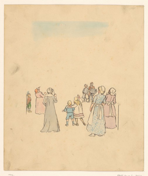 Group of people listening to children playing music, c.1880-c.1910. Creator: Anon.