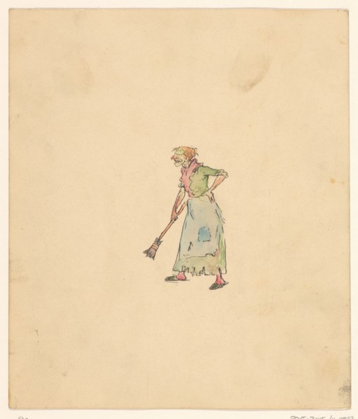Old woman with broom, c.1880-c.1910. Creator: Anon.