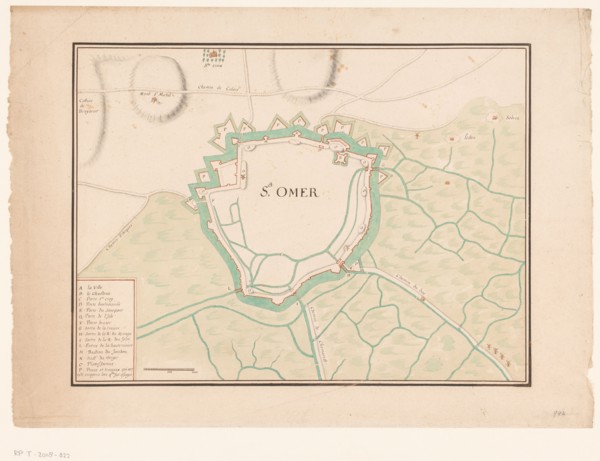 Map of Sint-Omaars, 1650-1700. Creator: Anon.