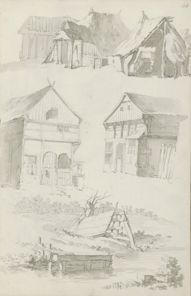 Farms, barns and a landscape with water, c.1780-c.1800.  Creator: Bernhard Heinrich Thier.