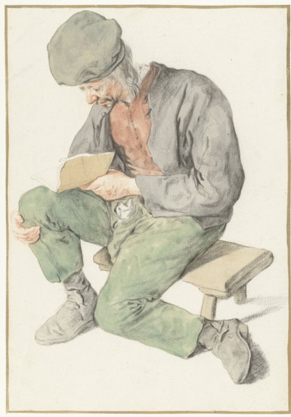 Seated Man Reading, Facing Left, 1690-1700. Creator: Cornelis Dusart.