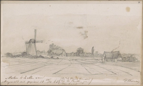 Mill in Kellen seen from Maywald, 1865. Creator: Arnoldus Dirk Felix Tavenraat.