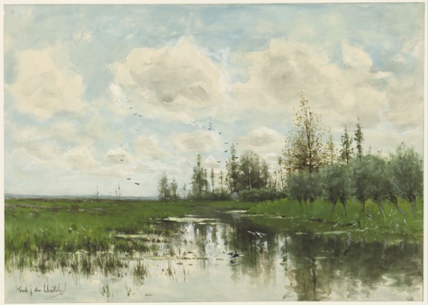 Pool with trees and pasture, 1866-1892. Creator: Frederik Jacobus van Rossum du Chattel.