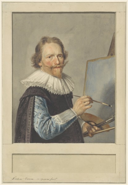 Portrait of Frederik Hendricksz. Vroom in front of his easel, 1610-1717.  Creator: Anon.