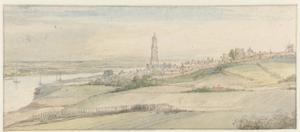 View of Rhenen and the Rhine from the East, 1663. Creator: Gerbrand van den Eeckhout.