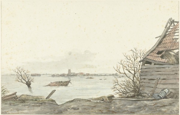 View of the flooded Ransdorp, February 1825. Creator: Gerrit Lamberts.