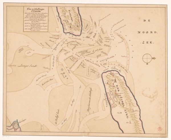 Map of Vlieland, Terschelling and the surrounding sandbanks, 1708 or later.  Creator: Isaak de Graaf.
