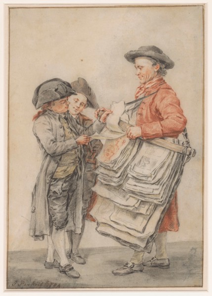 The print seller, 1784. Creator: Jacobus Perkois.