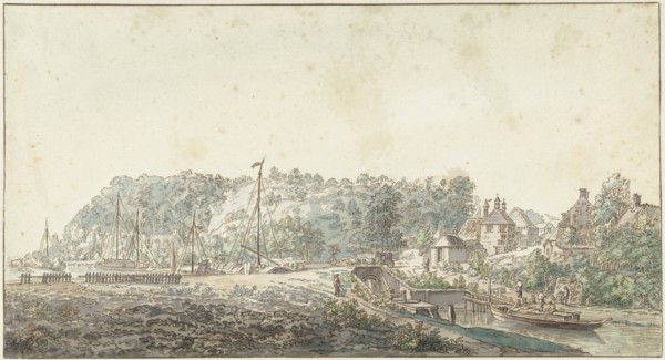 The lock at the Grebbe between Rhenen and Wageningen, 1749. Creator: Jacob van Liender.