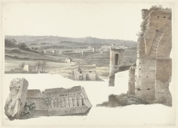 View from the Villa Mattei (now Villa Celimontana) in Rome, c.1809-c.1812. Creator: Josephus Augustus Knip.