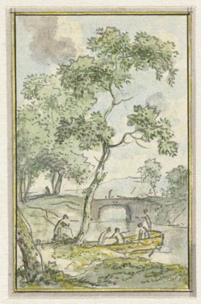 Landscape with a boat, 1752-1819. Creators: Juriaan Andriessen, Isaac de Moucheron.