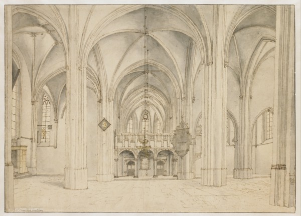 View of the Nave and Choir of the Sint-Cunerakerk, Rhenen, Looking East, 1644. Creator: Pieter Jansz Saenredam.