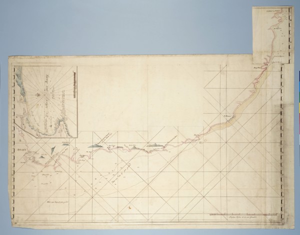 Map of the Coast from Saldanha Bay to Richard’s Bay, with a detailed map of Mossel..., c.1777-1778. Creators: Robert Jacob Gordon, Johannes Schumacher.