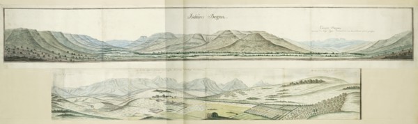 Panorama of the Biedouw and Cuinjis Mountains, c.1778-1779. Creators: Robert Jacob Gordon, Johannes Schumacher.