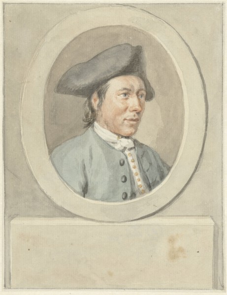 Portrait of Jacob van Dijk, in oval frame, to the right, 1787-1791.  Creator: Aert Schouman.