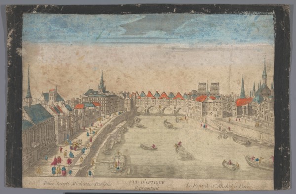 View of the built-up Pont Saint-Michel over the Seine River in Paris, 1700-1799. Creator: Anon.