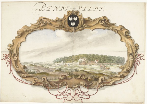 Cartouche with a view of the Bentveld estate, 1600-1699. Creator: Anon.