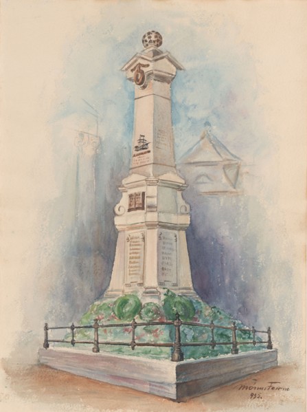 Memorial column for Lieutenant Admiral M.A. De Ruyter in Debrecen, 1900-1950.  Creator: Anon.