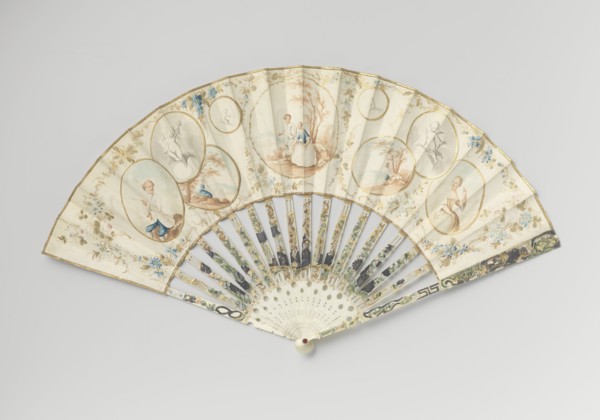 Folding fan with seated woman, c.1775-c.1780. Creator: Anon.