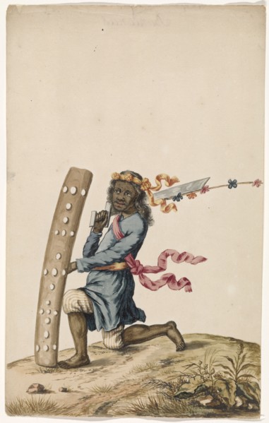 Ambonese dancing warrior in blue robe, c.1675-c.1725. Creator: Anon.