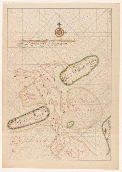 Vlieland map, Terschelling, part of Friesland and the surrounding sandbanks, c.1620-c.1699. Creator: Anon.