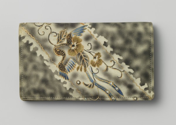 Wallet or purse with birds and flowers on marbled suede, c.1900-c.1925.  Creator: Anon.